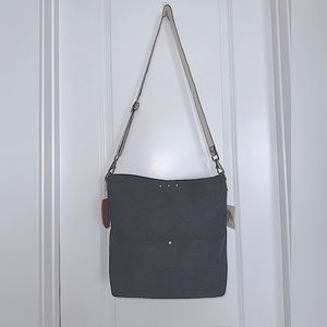 PS Pretty Simple Boutique Gray bucket bag crossbody with Guitar strap - …
